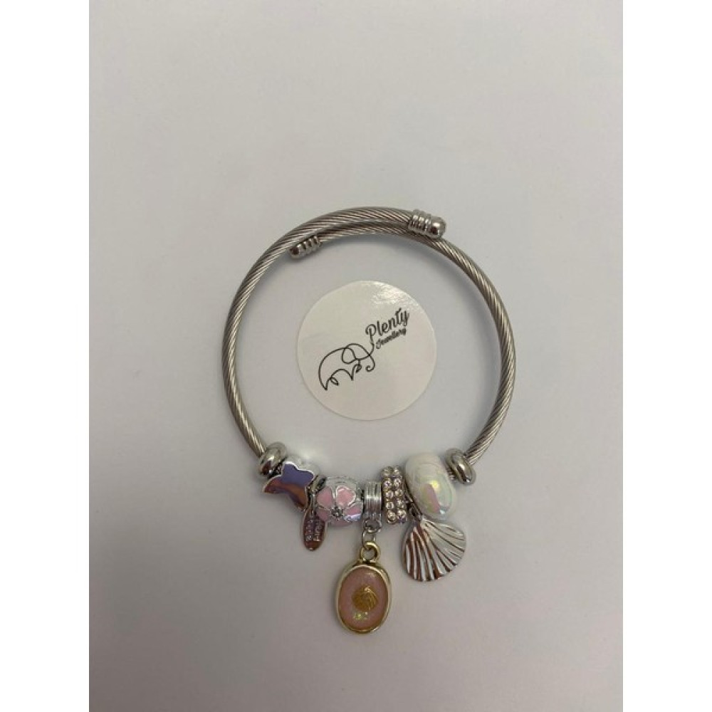Plenty Jewellery Pudra Beyaz Istridye Charmlı Çelik Bileklik Saat ve Bileklik Aksesuarı Fiyatı