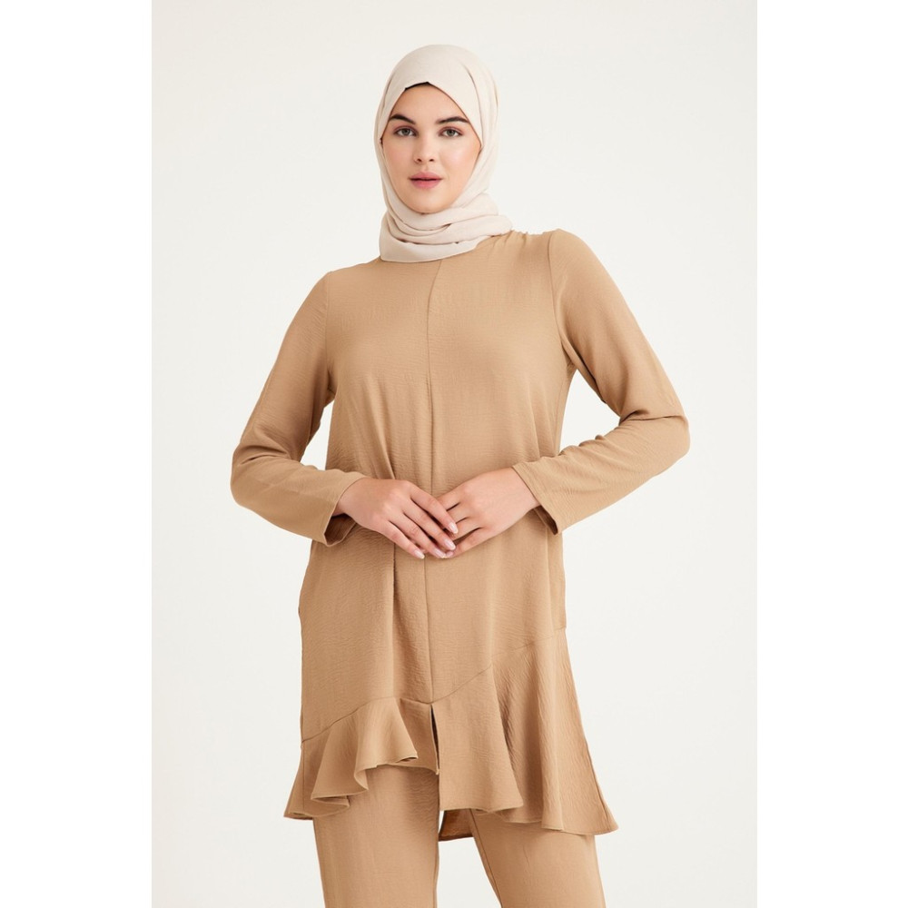Plistre 1757_TESETTÜR Fırfırlı Tunik & Pantolon Ikili Takım Tesettür Takımı Fiyatı