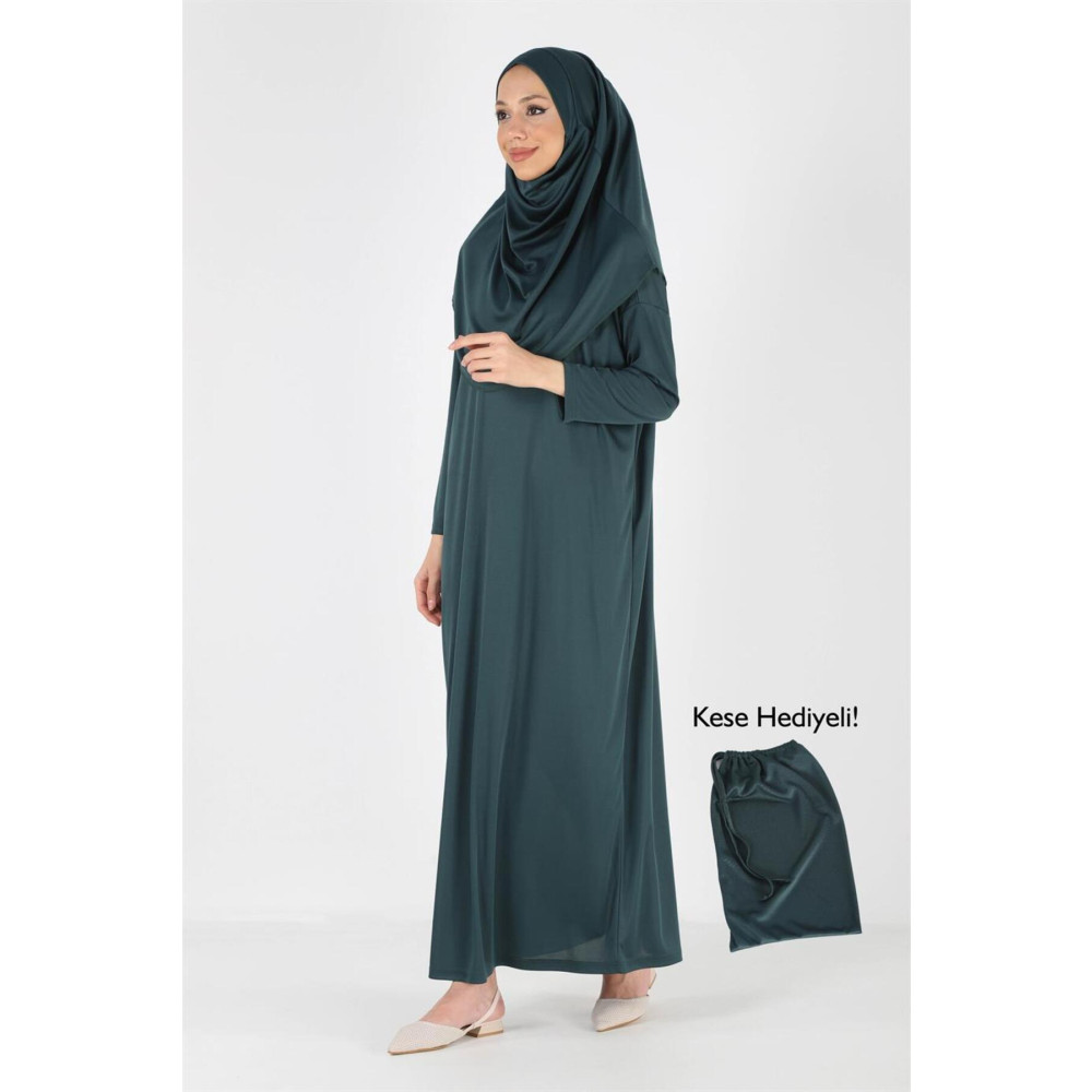 Plistre 2133_tek Parça Kaymaz Başörtülü Namaz Elbisesi L/XL Beden Tesettür Giyim Fiyatı