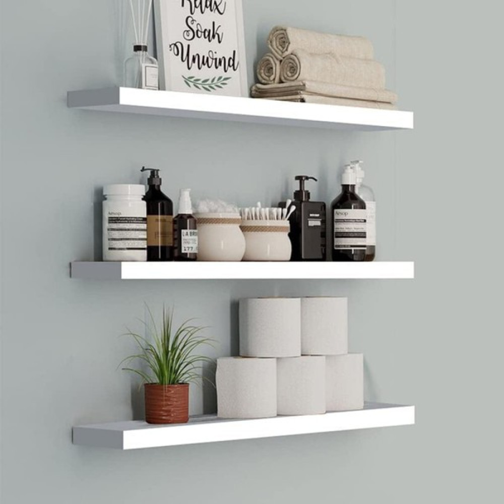 Plodna House 60x15cm Beyaz Mdf Duvar Rafı & Uçan Raf 3lü Set Kitaplık - Duvar Rafı & CD / DVD Rafı Fiyatı