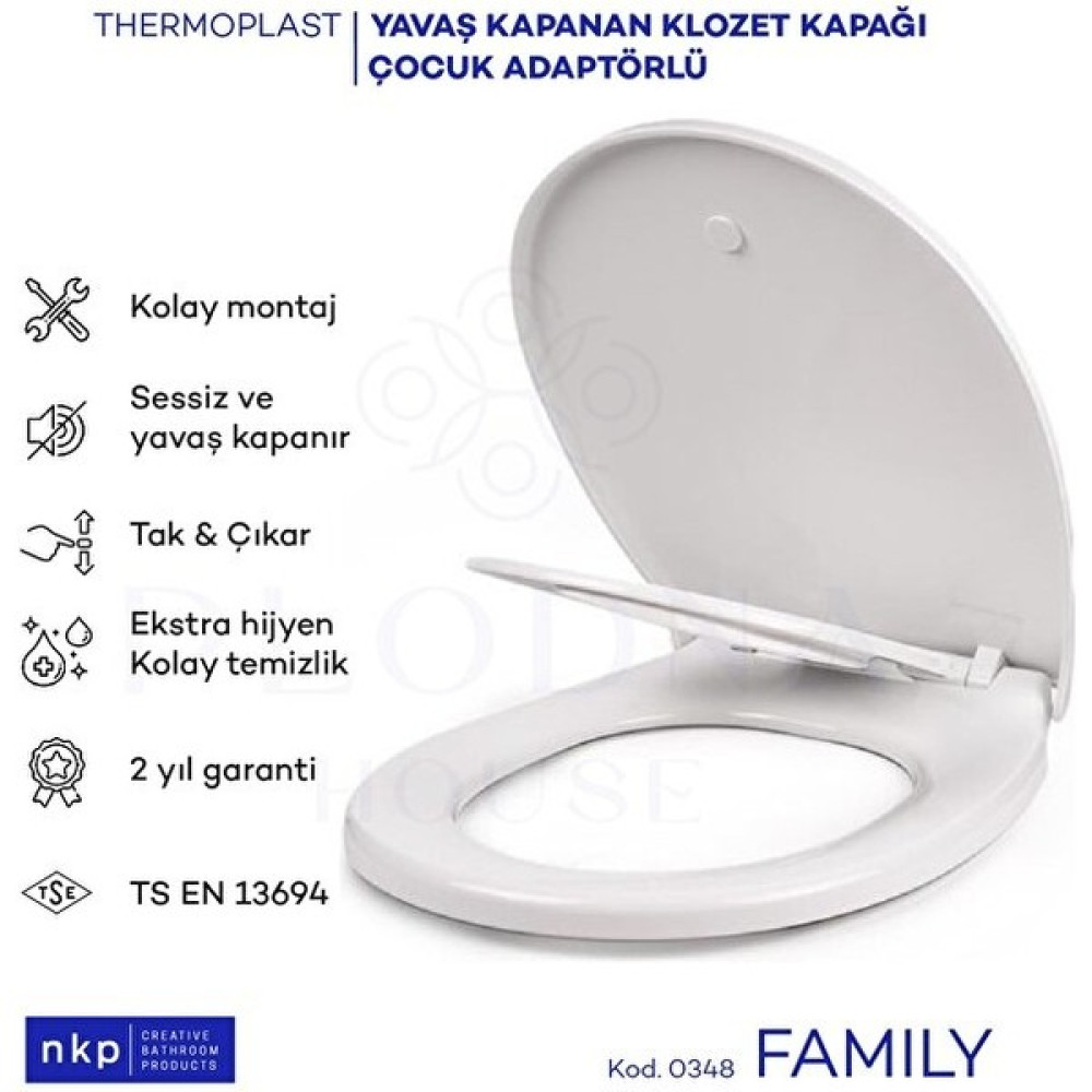 Plodna House Family C Model Çift Kullanımlı Klozet Kapağı Küçük&büyük Çocuk Adaptörlü - Beyaz Klozet Kapağı Fiyatı