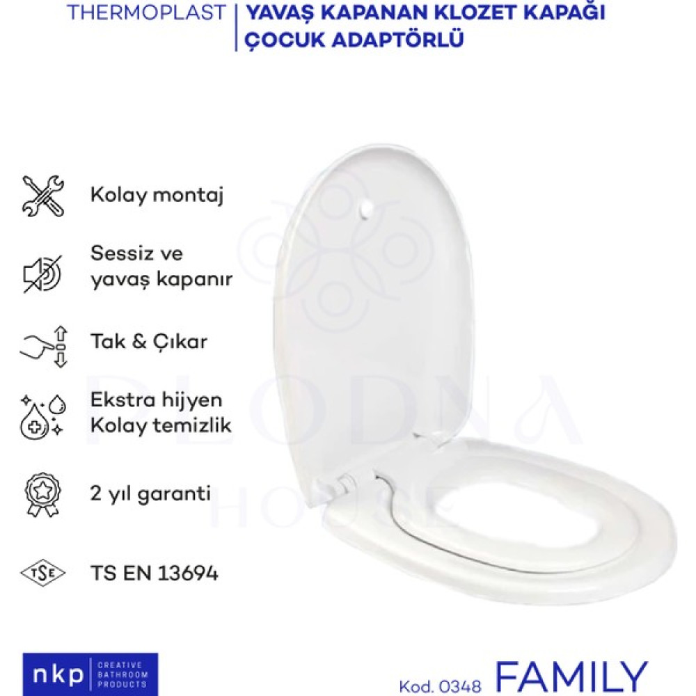 Plodna House Family Çocuk Bebek Adaptörlü Yavaş Kapanan Klozet Kapağı - Beyaz Klozet Adaptörü Fiyatı