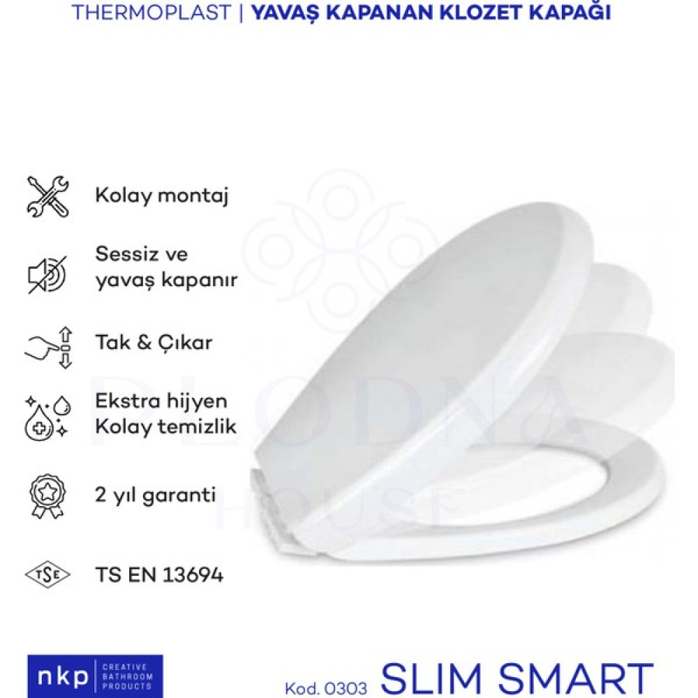 Plodna House Slim Smart Standart Amortisörlü Yavaş Kapanan Klozet Kapağı - slimsmart - Beyaz Klozet Kapağı Fiyatı