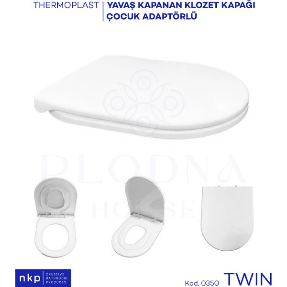 Plodna House Twin D-Form Çocuk Bebek Adaptörlü Yavaş Kapanan Klozet Kapağı - Beyaz Klozet Kapağı Fiyatı