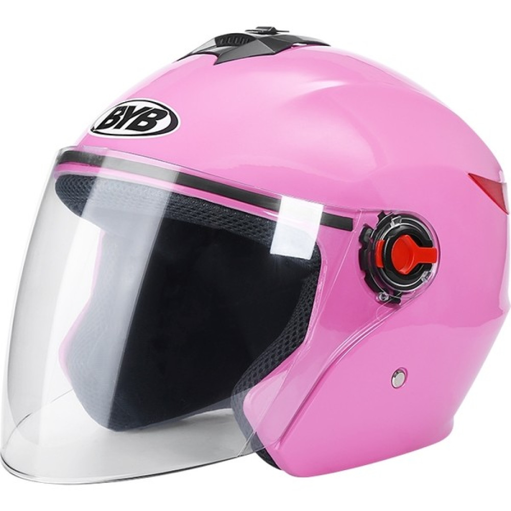 PLZ Shop Elektrikli Motosiklet Yarım Kask Pembe (Şeffaf Buğu Önleyici Lens) 56 - 62 cm. (Yurt Dışından) - Standart Motorsiklet Kaskları Fiyatı