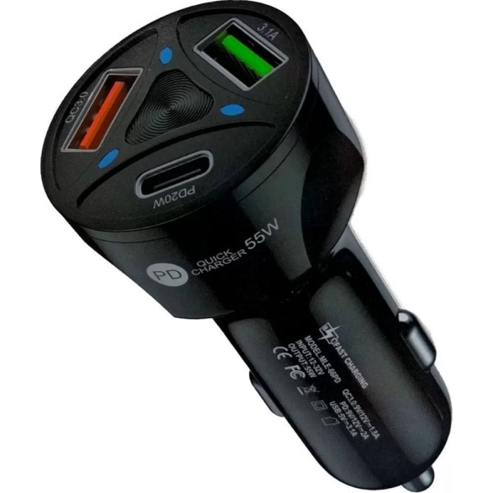 Pmr Cep Telefonu Araç Şarj Soketi 55W Quick Şarj Usb+Type c - Siyah Cep Telefonu Araç Kiti Fiyatı