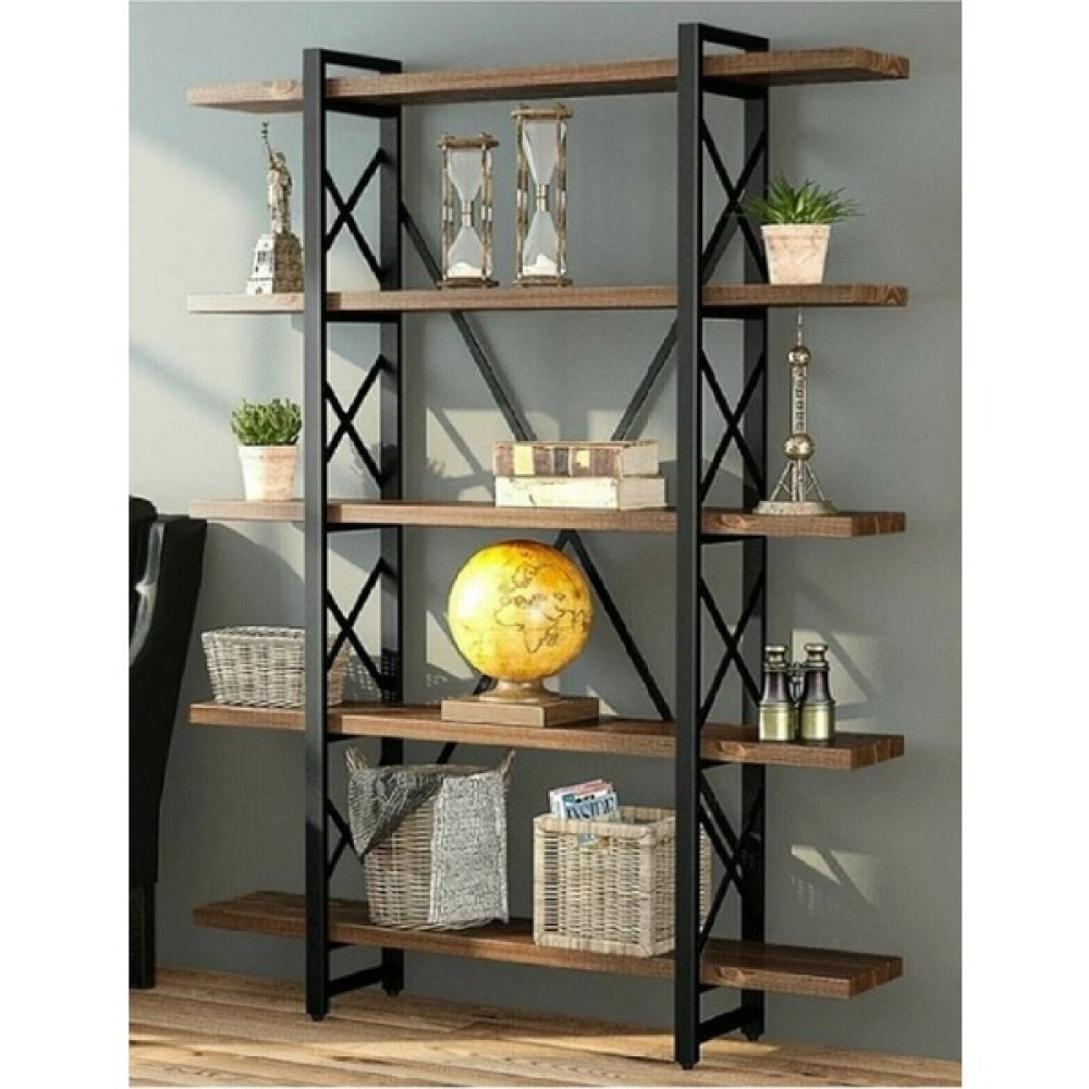 Pnf Dizayn Pnf Design Ahşap Masif 5 Katlı Kitaplık Ahşap Kitaplık PNF000004 - Açık Kahverengi - Ceviz Kitaplık Fiyatı