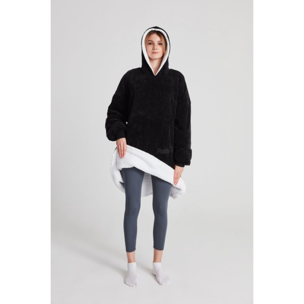Poffy Oversize Giyilebilir Battaniye Tek Beden Çok Rahat Unisex Hoodie Peluş Kapüşonlu Sweatshirt Bayan Sweatshirt Fiyatı