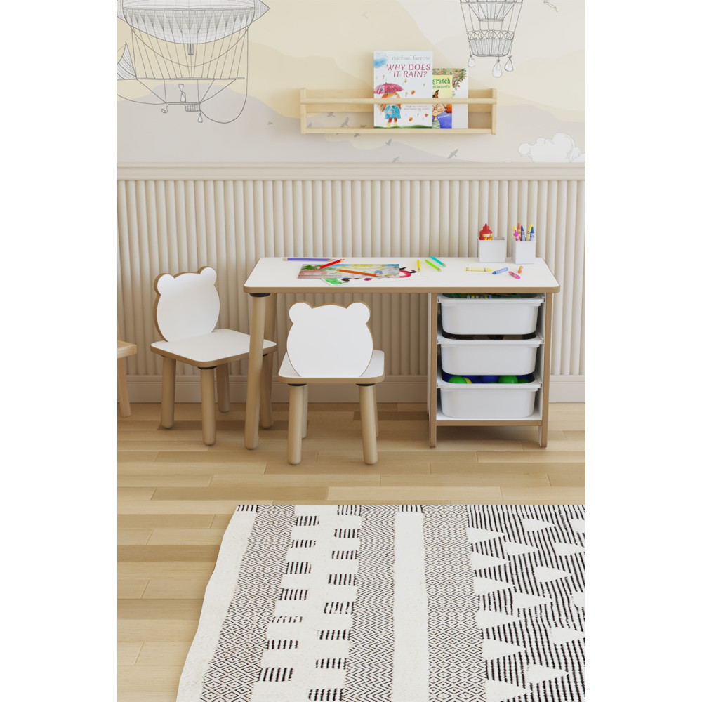POFİTTO Çocuk Masa Sandalye Takımı-3 Sepetli Çalışma Ve Aktivite Masası-yaz-sil Yüzey-2 Panda Sandalye Bebek-Çocuk Odası Fiyatı