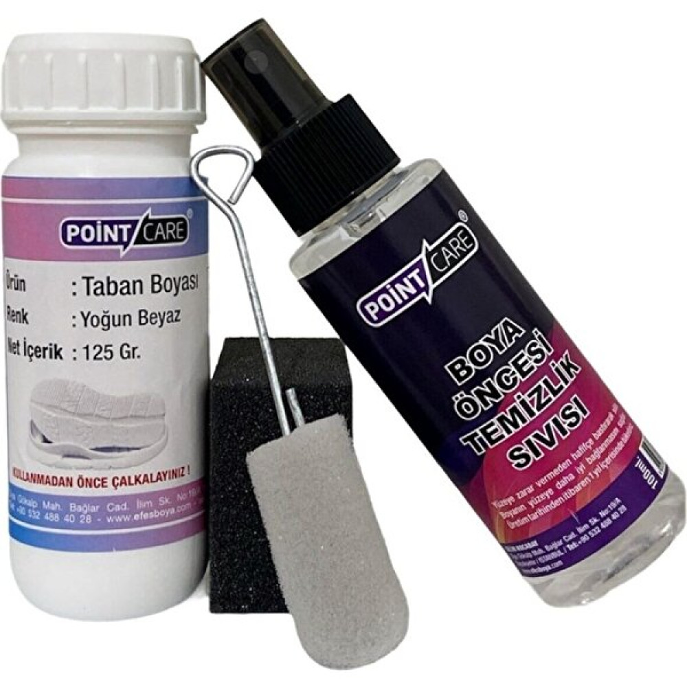 Point Care Point Beyaz Spor Ayakkabı Taban Boyası 125 gr + Care Temizlik Sıvısı 100 ml + Sünger Kadın Ayakkabıları Fiyatı