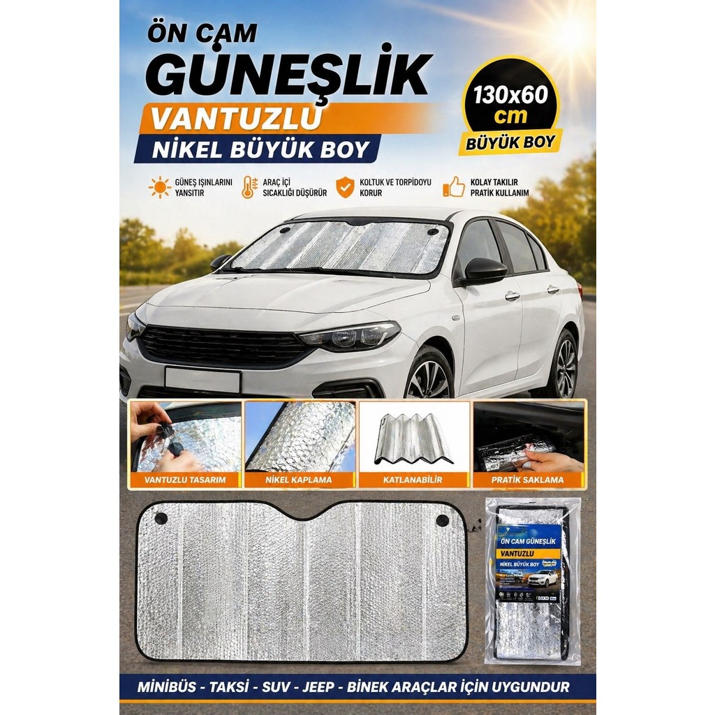 Point Marketing Oto Ön Cam Güneşlik 130X60 cm Vantuzlu Nikel Araç Güneşliği - 130 x 60 cm SSD / Solid State Drive Fiyatı