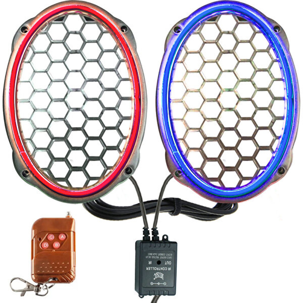 Poke Çakar Ledli Oval Hoparlör Kapak Mavi Kırmızı 2ADET Poke PK-5607 Oto Hoparlörleri & SubWoofer Fiyatı