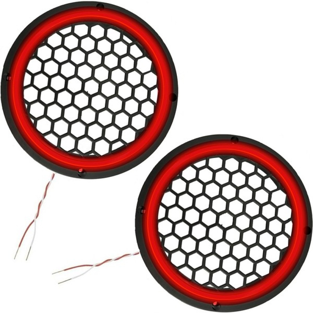 Poke Ledli Hoparlör Kapak 16CM 2ADET 12V PK-5050, Kırmızı Oto Hoparlörleri & SubWoofer Fiyatı