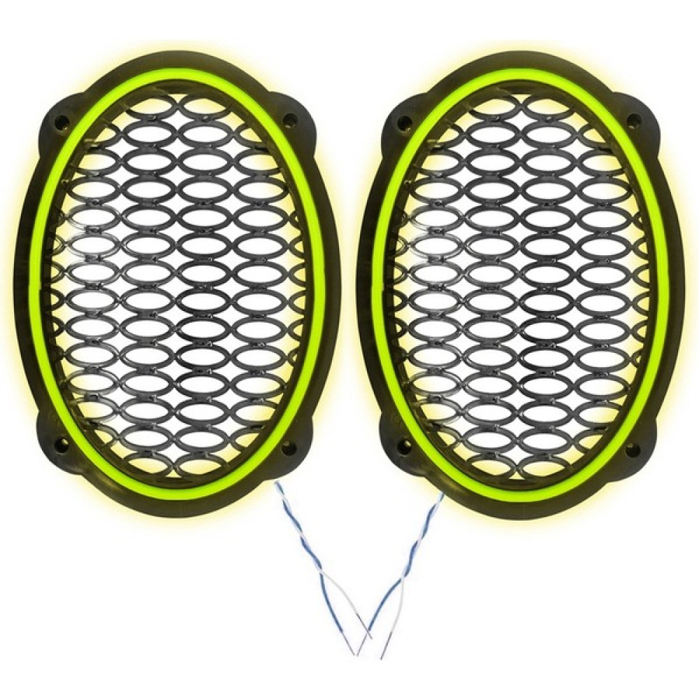 Poke Ledli Hoparlör Kapak Oval 12V 2ADET PK-5052, Açık Yeşil Oto Hoparlörleri & SubWoofer Fiyatı