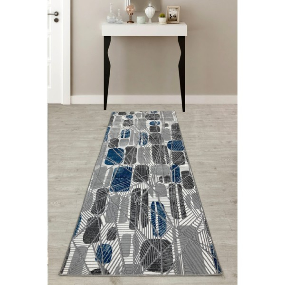 Polaris Halı Kaymaz Taban Yıkanabilir Halı Yolluk - Gri - Mavi - 50 x 40 cm Yolluk Fiyatı