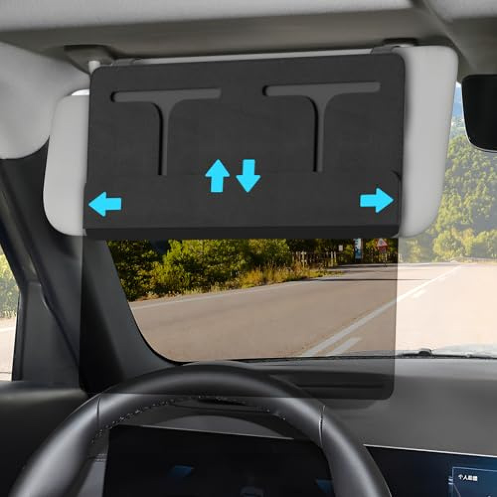 Polarized Car Sun Visor Extender, Upgraded Polarized Car Visor Extender Sun Blocker UV400, Universal Visor Extension for Car Visor, Adjustable Car Sun Visor, Glare, UV Protector-Black
