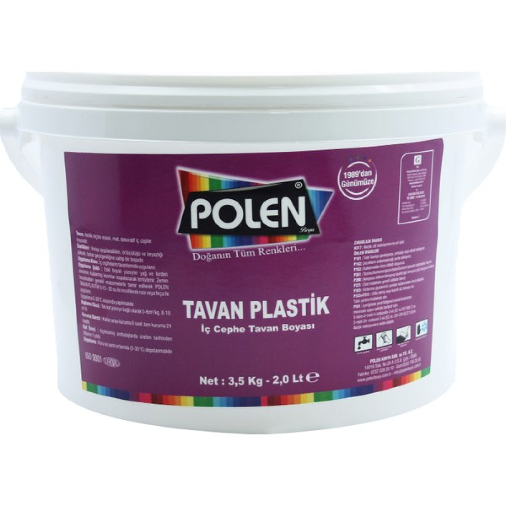 Polen Boya Tavan Plastik (İç Cephe Tavan Boyası) 3.5 kg Beyaz Boyalar & Boyacı Aletleri Fiyatı