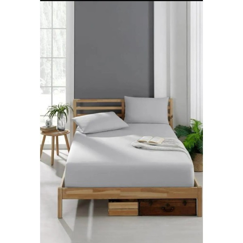 Polen Cotton Ranforce Pamuklu Lastikli Çarşaf Takımı Çift Kişilik 2 Adet Yastık Kılıflı (160 x 200) - 160 x 200 - Açık Gri Çarşaf Fiyatı