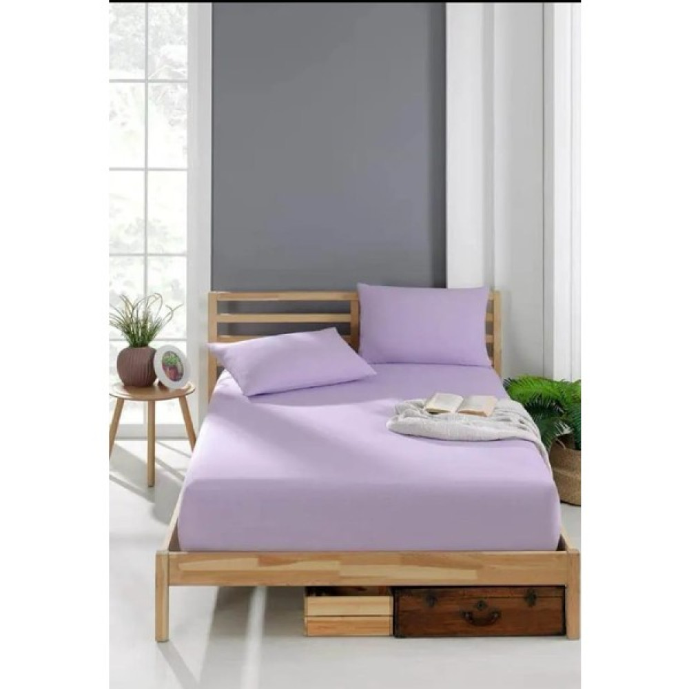 Polen Cotton Ranforce Pamuklu Lastikli Çarşaf Takımı Çift Kişilik 2 Adet Yastık Kılıflı (160 x 200) - 160 x 200 - Lila Çarşaf Fiyatı