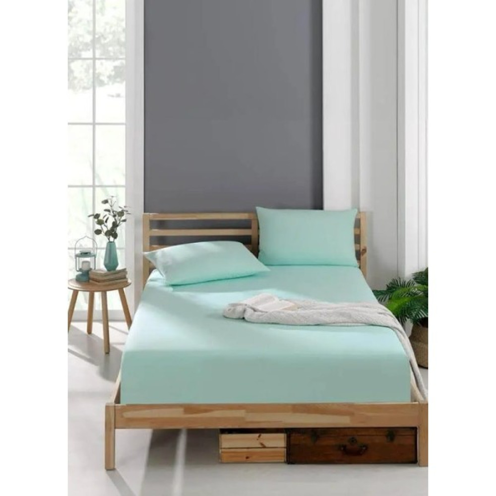 Polen Cotton Ranforce Pamuklu Lastikli Çarşaf Takımı Çift Kişilik 2 Adet Yastık Kılıflı (160 x 200) - 160 x 200 - Mint Çarşaf Fiyatı