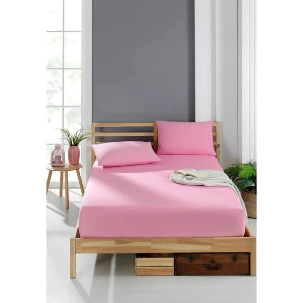 Polen Cotton Ranforce Pamuklu Lastikli Çarşaf Takımı Çift Kişilik 2 Adet Yastık Kılıflı (160 x 200) - 160 x 200 - Pembe Çarşaf Fiyatı