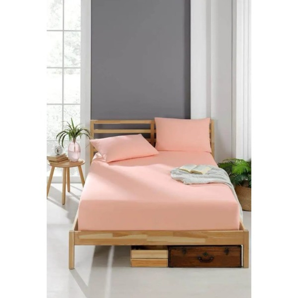 Polen Cotton Ranforce Pamuklu Lastikli Çarşaf Takımı Çift Kişilik 2 Adet Yastık Kılıflı (160 x 200) - 160 x 200 - Somon Çarşaf Fiyatı
