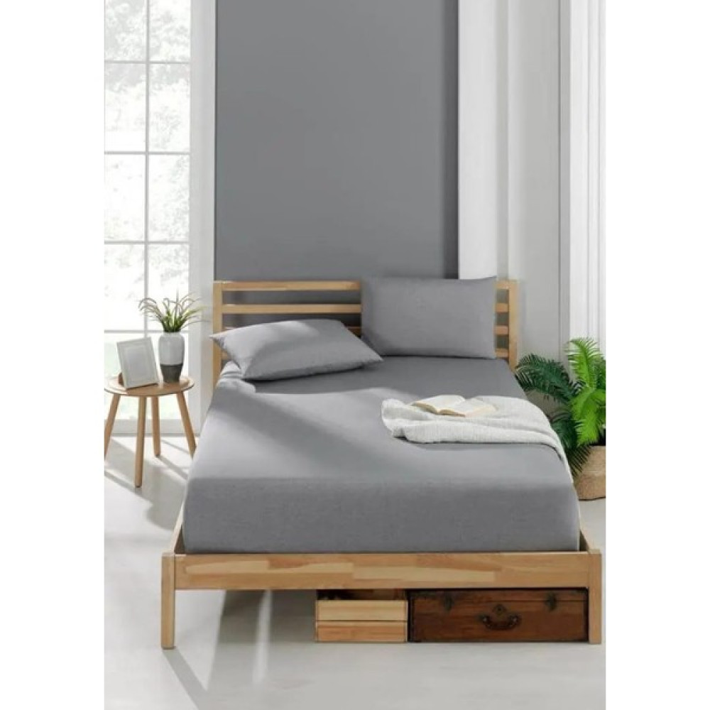 Polen Cotton Ranforce Pamuklu Tek Kişilik 1 Adet Yastık Kılıflı Lastikli Çarşaf Takımı (100 x 200) - 100 x 200 - Koyu Gri Çarşaf Fiyatı