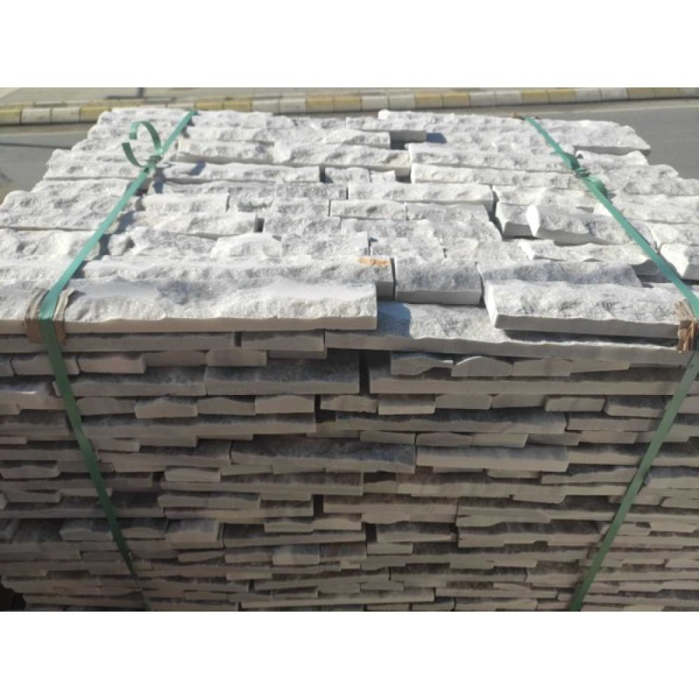Polen Stone Beyaz Gri Bulutlu 7.5 x 3 Serbest Boy Mermer Patlatma Taş Dış Cephe Yalıtım Malzemeleri Fiyatı