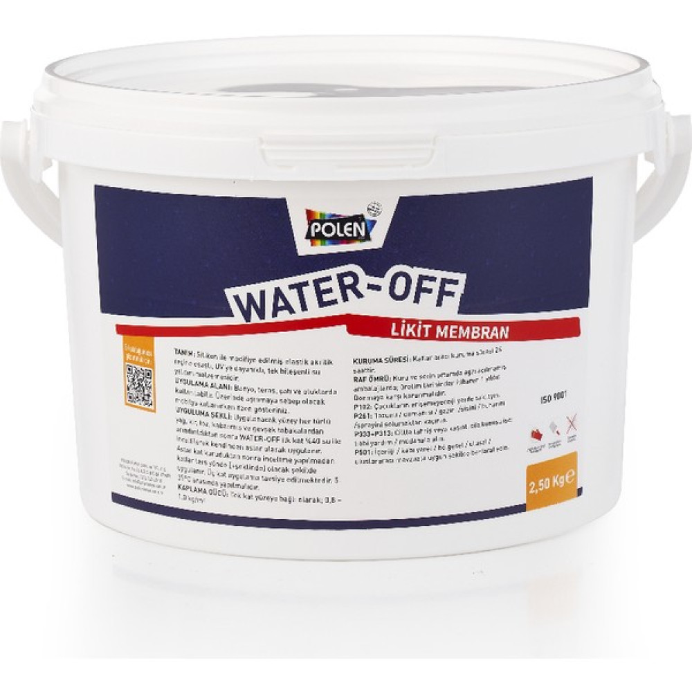 Polen Water Off Likit Membran Uv Dirençli Su Yalıtım Malzemesi - Beyaz - 1 kg Dış Cephe Yalıtım Malzemeleri Fiyatı