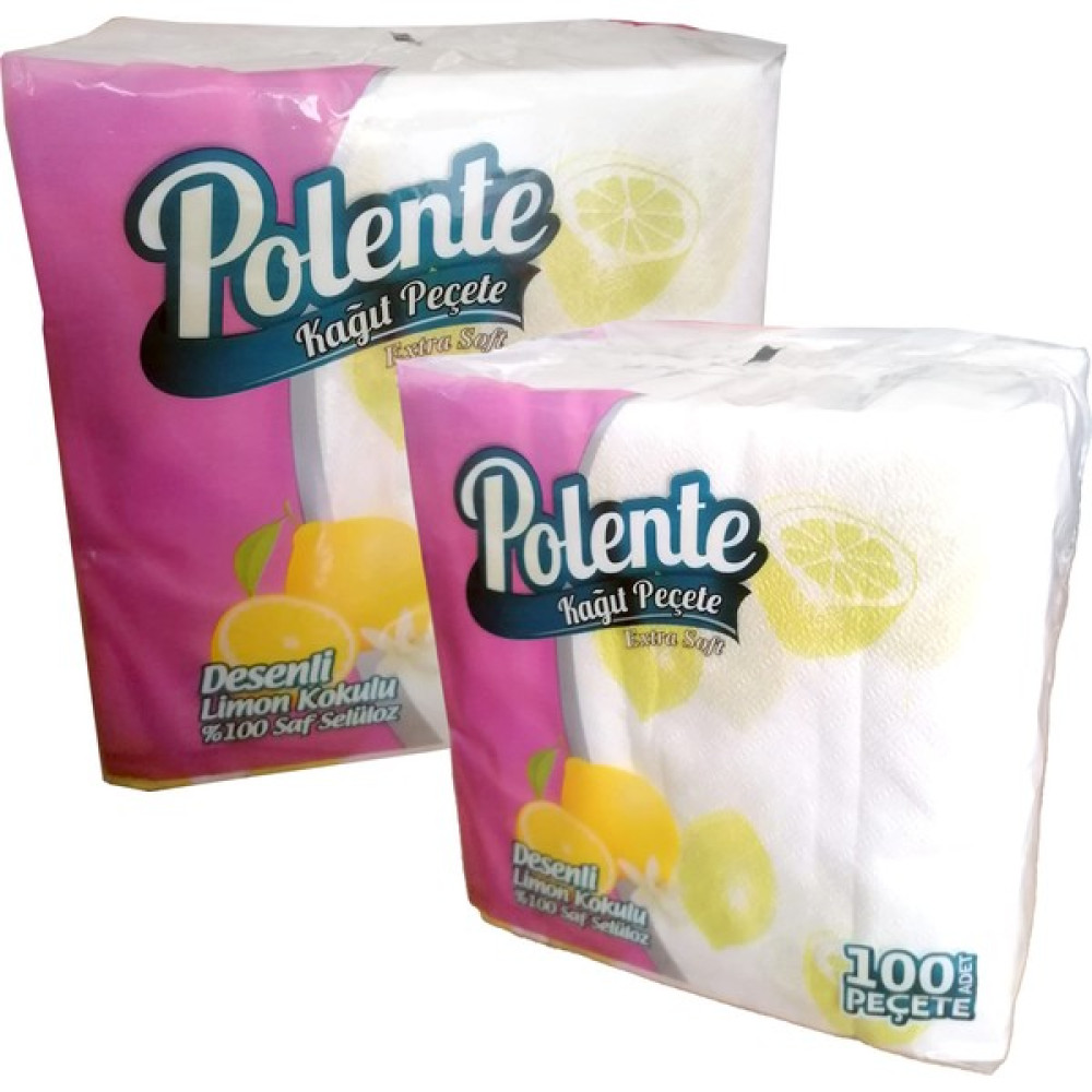 Polente Kağıt Peçete Limon Desenli 33X33 100 Adet - 2 Paket Peçete Fiyatı