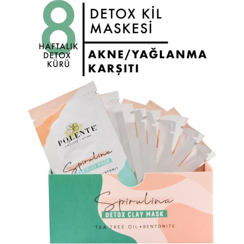 Polente Natural Spirulina Yosunlu Detoks Kil Maskesi (8 Adet x 8 Ml) Maskeler Fiyatı