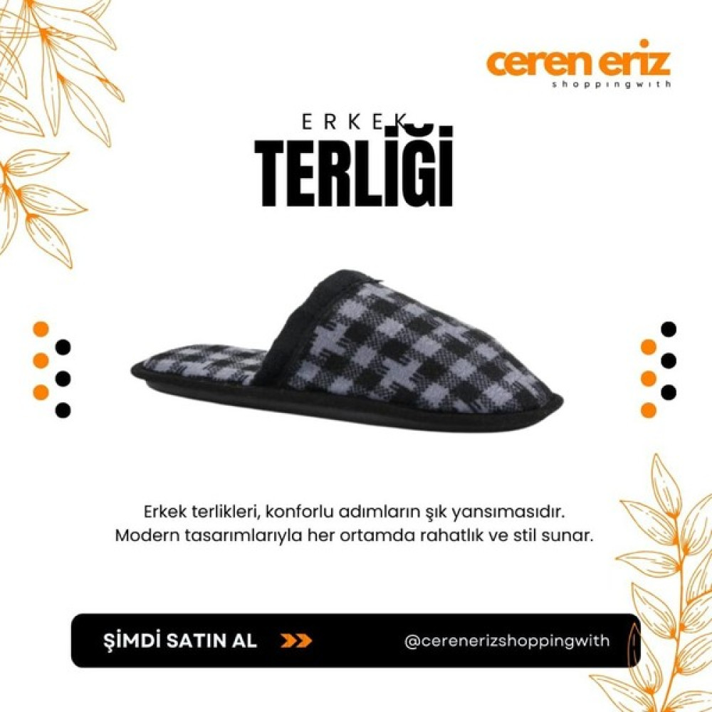 Polex Merdane Erkek Ekose Gri Şık Kışlık Ev Terliği Erkek Terlikleri ve Sandaletleri Fiyatı