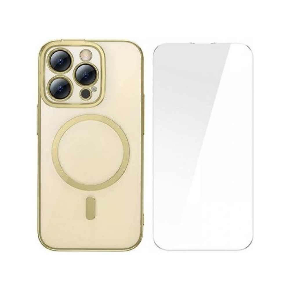 Polham Baseus iPhone 14 Pro Max Ful Kaplama Kırılmaz Ekran Koruyucu ve Magsafe Kılıf, Air Armor Kılıf,sararmaz - Sarı Cep Telefonu Kılıfı Fiyatı