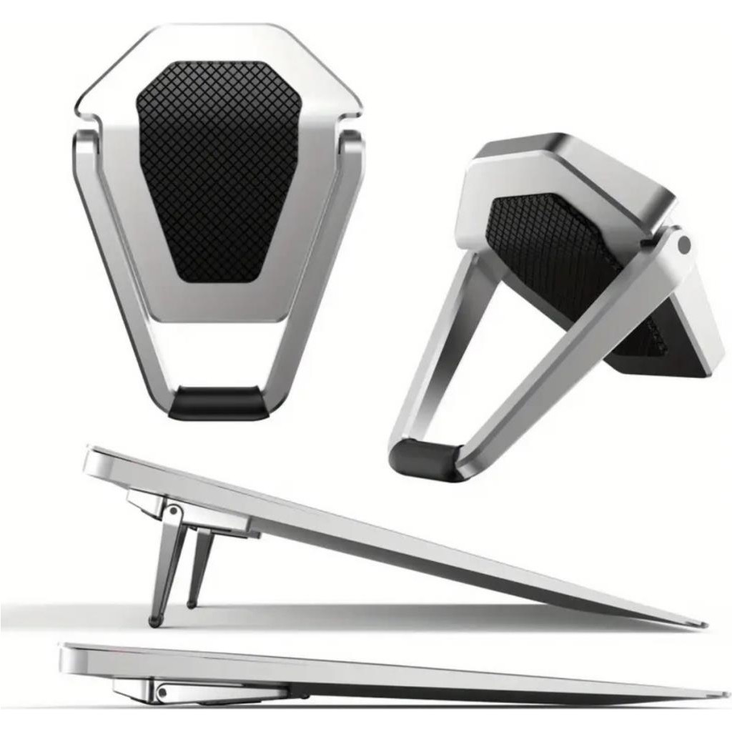 Polham Kaymaz Metal 2 Adet 5mm 3m Yapışkanlı Katlanabilir Ultra Mini Laptop Standı,portatif Taşınabilir - Gri - Siyah - 2 Adet Set Diğer Fiyatı