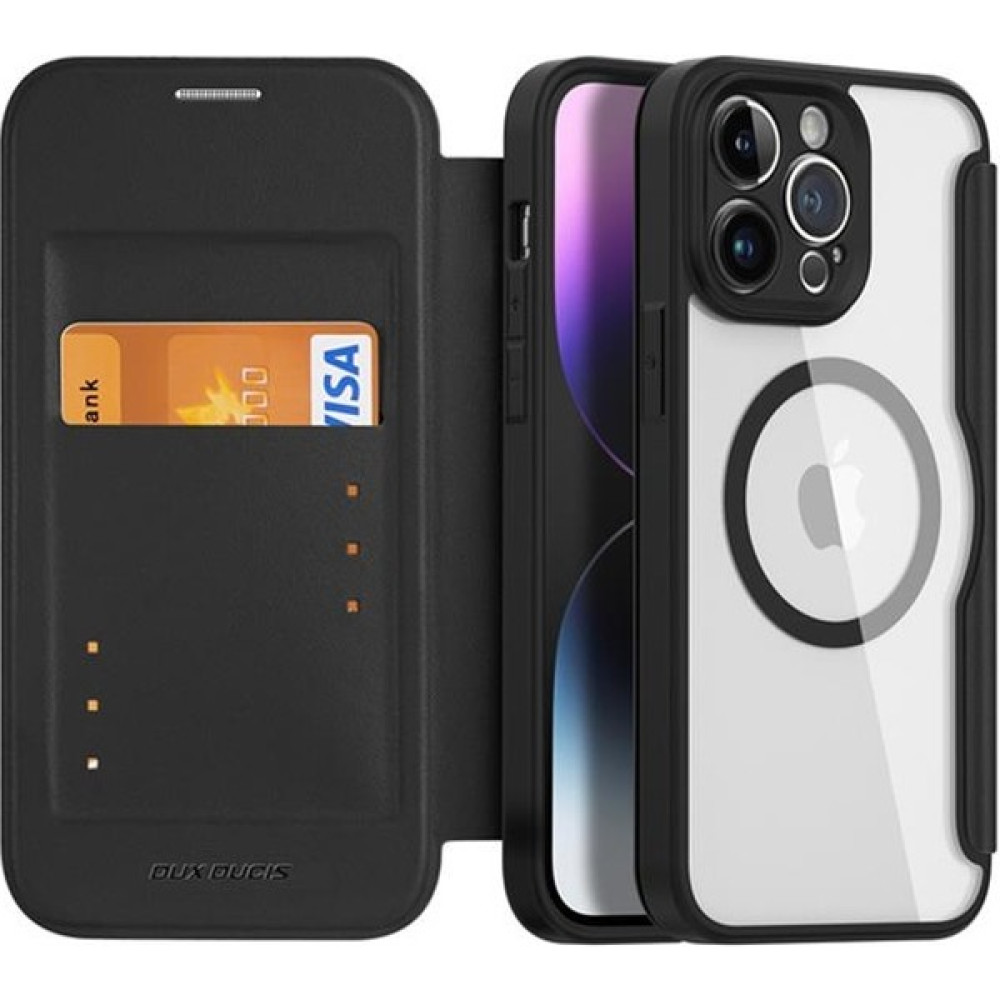 Polham Manyetik Kapaklı Kartlıklı Magsafeli iPhone 14 Pro KILIF,360 Derece Ful Korumalı Cüzdan Kılıf - Siyah Cep Telefonu Kılıfı Fiyatı