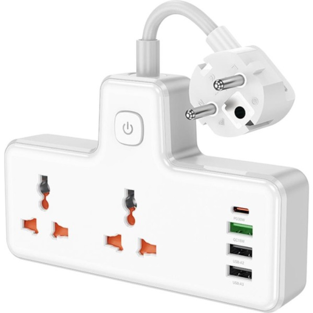 Polham Priz Şarj Çoklayıcı Yüksek Akım Korumalı 2500W 2x Priz Girişli 3x USB ,1x 30W Type-C Şarj Başlığı Prizler Fiyatı