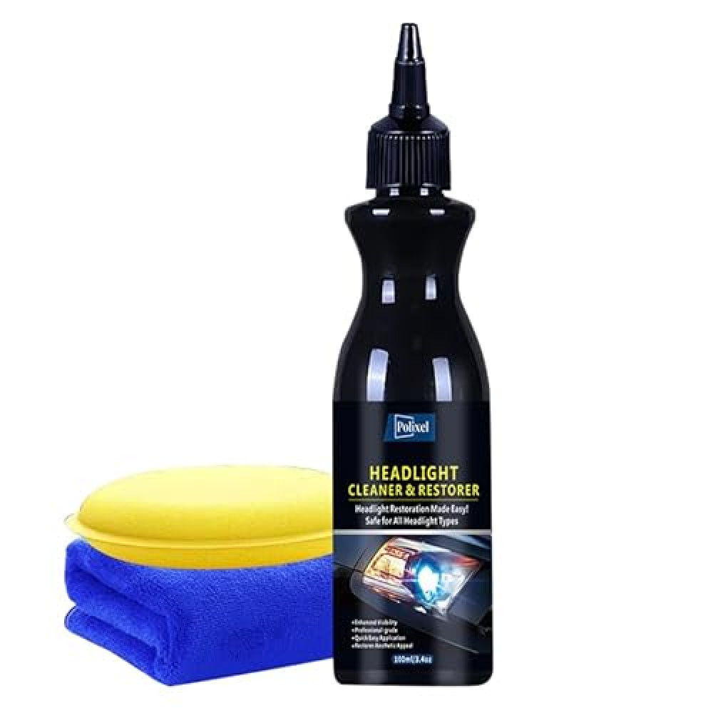 POLIXEL Headlight Restoration & Headlight Cleaner Kit - Clean & Repair Yellowing, Oxidation, and Blurring- Restores Clarity and Provides Long-Lasting Protection for Cars & Motorcycles - 3.4oz / 100ml