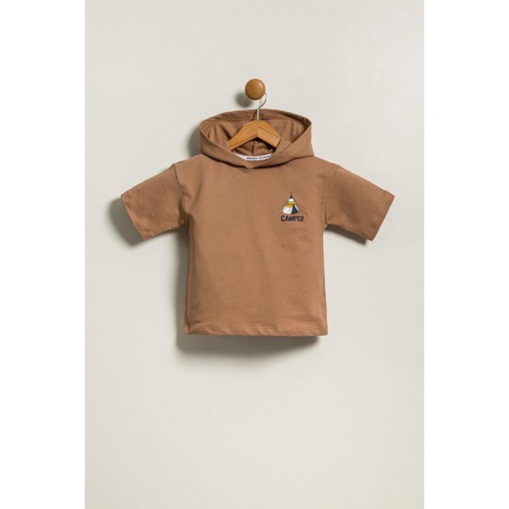 Pollito Erkek Çocuk Camper Ön ve Arka Baskılı Kapüşonlu 2 Iplik Kısa Kollu Tişört Erkek Çocuk T-shirt Fiyatı