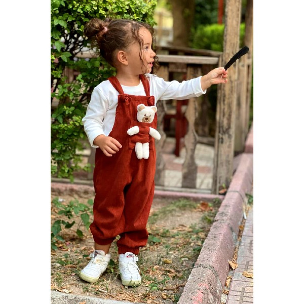 Pollito Unisex Boy Çizgi Fitilli Teddy Oyuncaklı 2'li Salopet Kız Çocuk Tulum ve Salopet Fiyatı