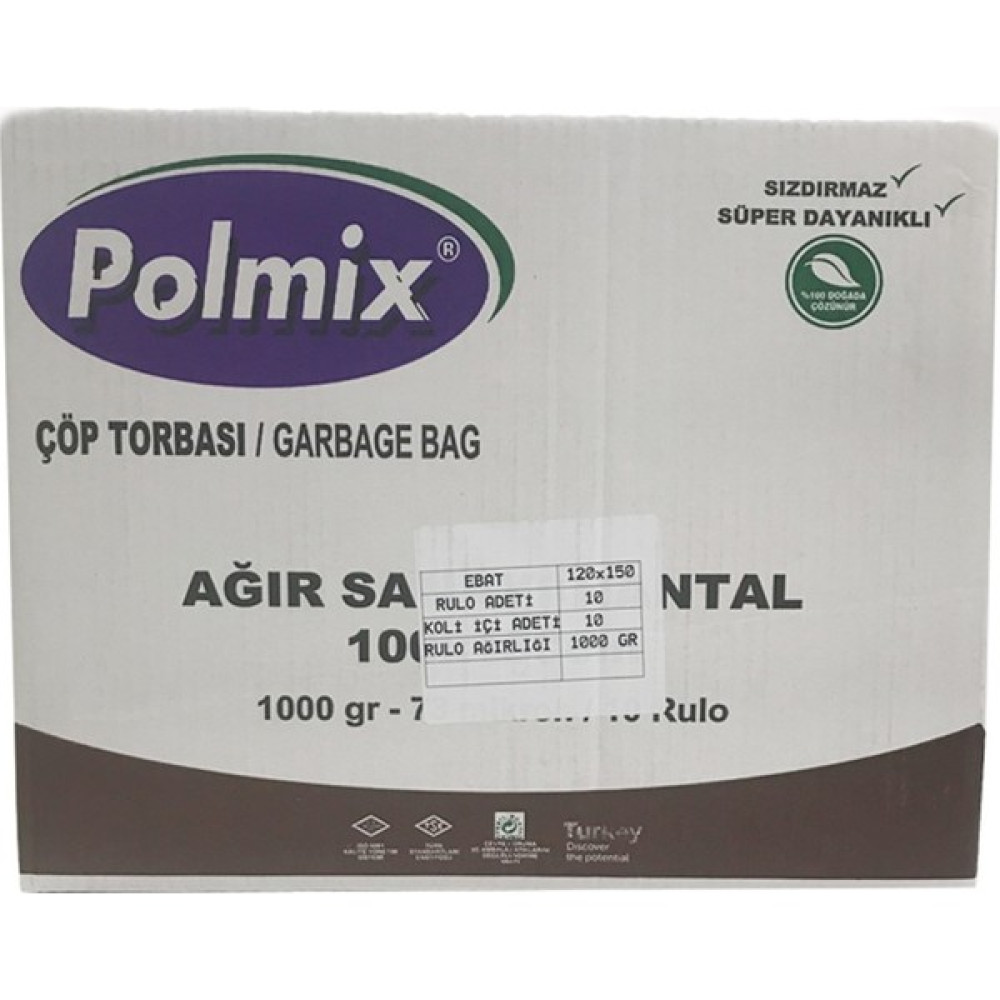 Polmix Ağır Hantal Çöp Torbası 120 x 150 1000 Gr Siyah - 120 x 150 cm Çöp Poşetleri Fiyatı