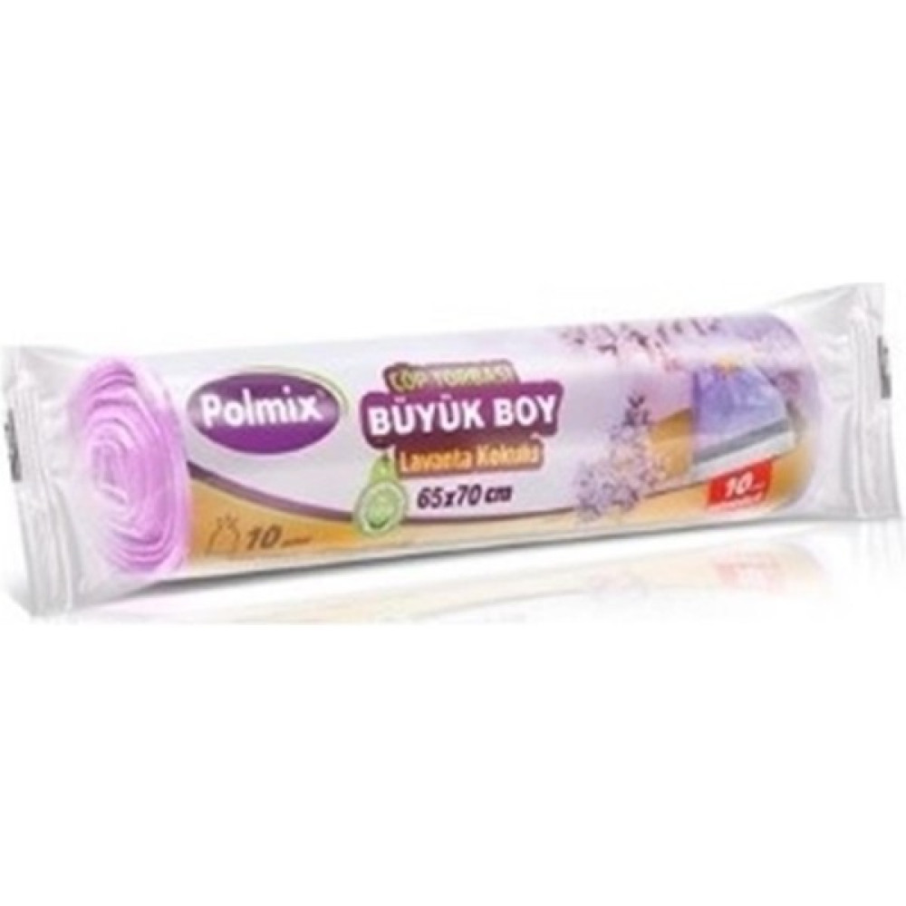 Polmix Büzgülü Çöp Poşeti Büyük Boy 65 x 70 cm 10 Adet - Lavanta Ofis Çöp Kutusu Fiyatı