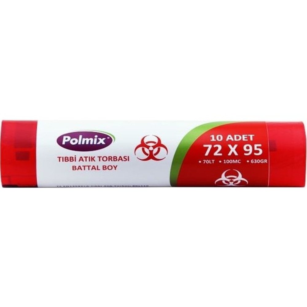 Polmix Tıbbi Atık Çöp Poşeti 72X95 cm Battal 12.6 kg 200 Adet Çöp Poşetleri Fiyatı