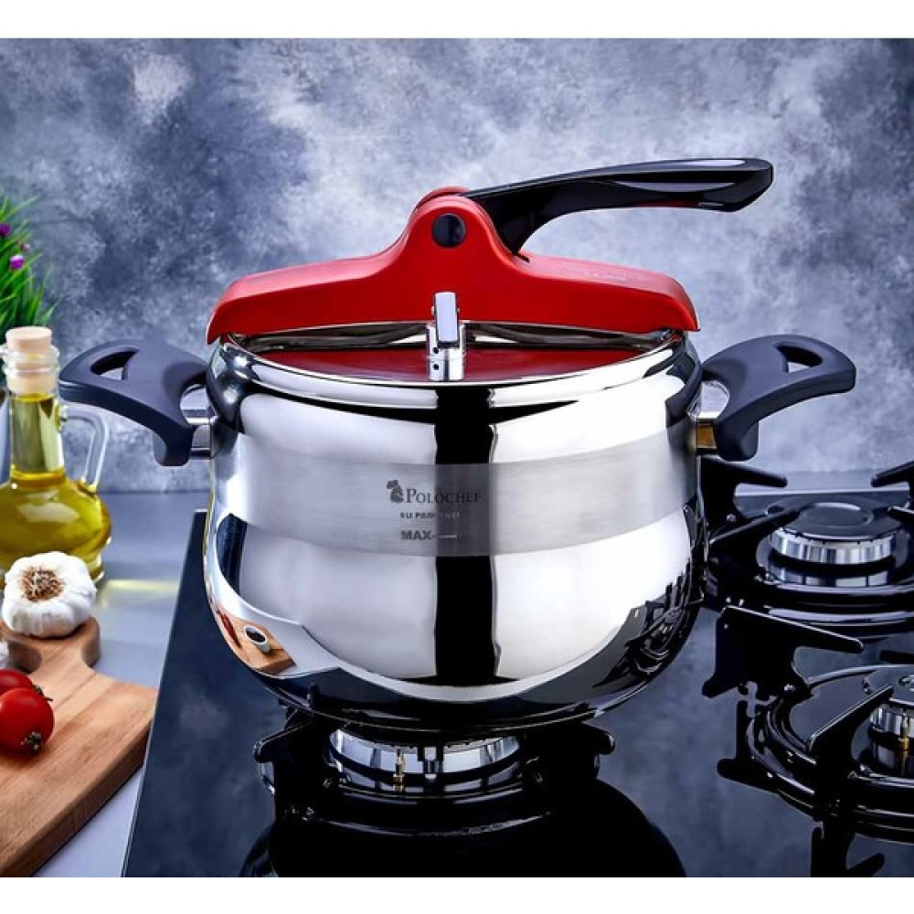 Polo Chef Ayven Güveç Düdüklü Tencere 4 lt - 4 L - Gri - Kırmızı Düdüklü Tencereler Fiyatı