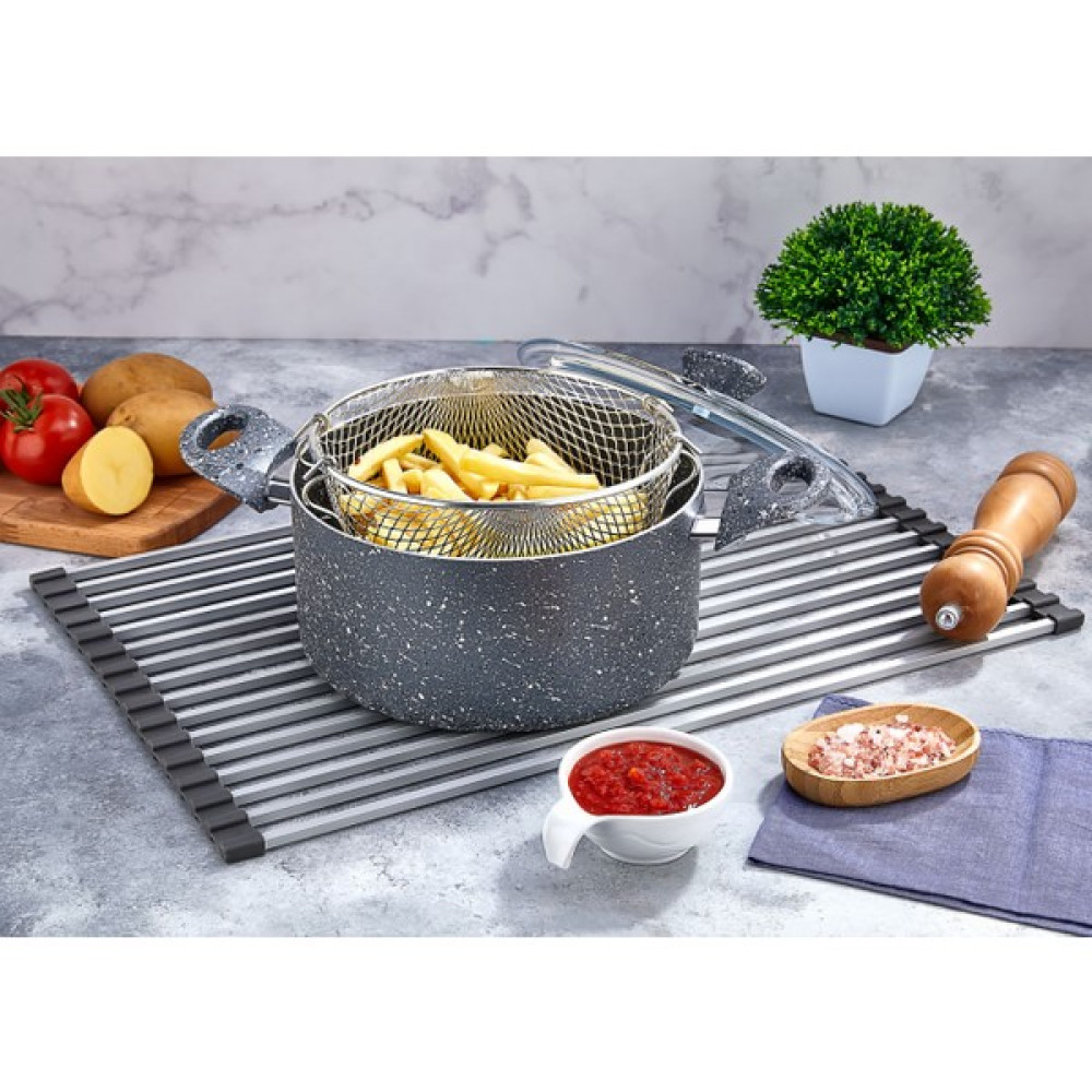 Polo Chef Fiesta Granit Gri Fritöz Tenceresi Kapaklı Kızartma Tenceresi 22CM Tencere / Tava Setleri Fiyatı