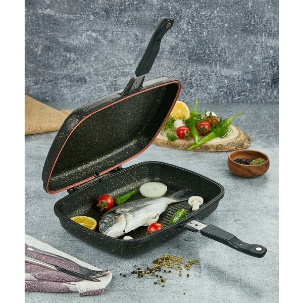 Polo Chef Iron Döküm Kapaklı Izgara Tava Balık Ve Et Izgara 36cm Tavalar Fiyatı