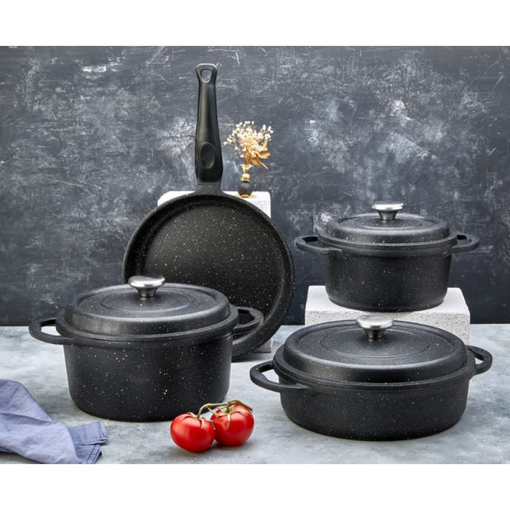 Polo Chef Iron Focus Döküm Tencere Seti 20-24CM Derin Kapaklı 26 Kapaklı Basık 26CM Tava Tencereler Fiyatı