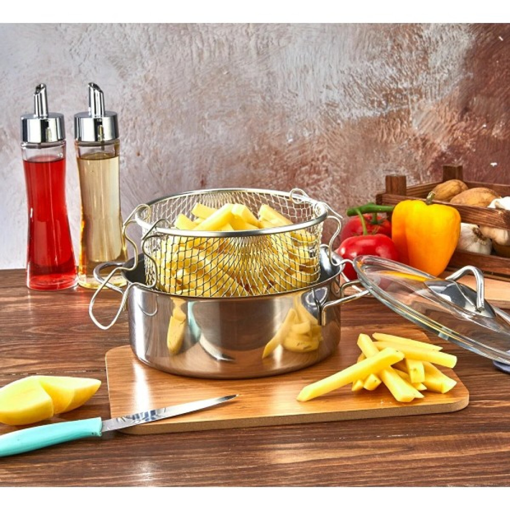 Polo Chef Protico Çelik Kapaklı Patates Kızartma Tenceresi Derin 20CM Tencereler Fiyatı