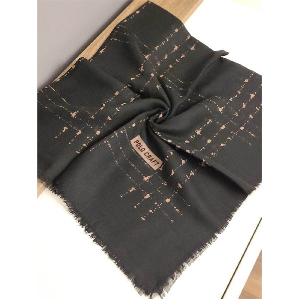 Polo Craft Siyah Koyu Bej Desenli Keten Flamlı Eşarp Yazma Eşarp Fiyatı