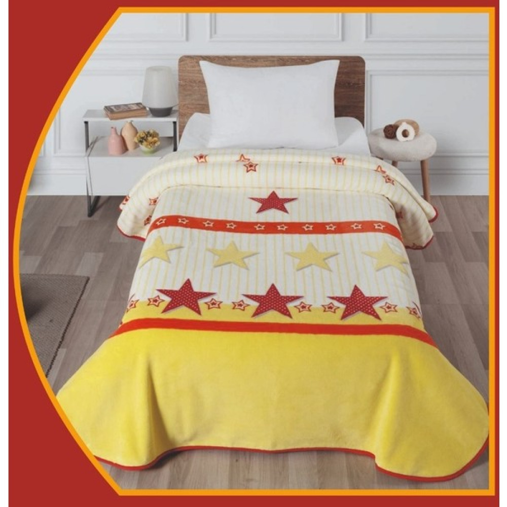 Polo Life Taraftar Yıldız Tek Kişilik Battaniye (160X220)-GS Sarı Kırmızı - 160 x 220 cm - Sarı - Kırmızı Battaniye Fiyatı