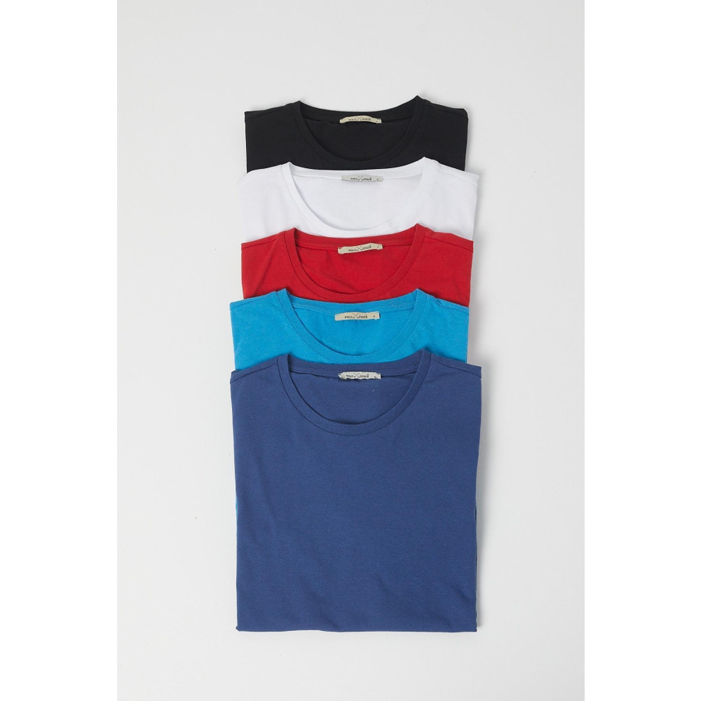Polo State Erkek Bisiklet Yaka Regular Kalıp 5li T-shirt Paketi M Beden Bayan T-shirt Fiyatı
